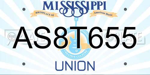 AS8T655 Mississippi License Plate