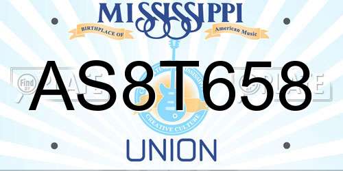 AS8T658 Mississippi License Plate