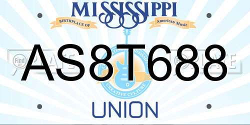 AS8T688 Mississippi License Plate