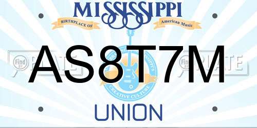 AS8T7M Mississippi License Plate