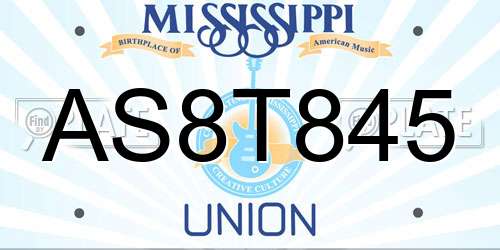 AS8T845 Mississippi License Plate