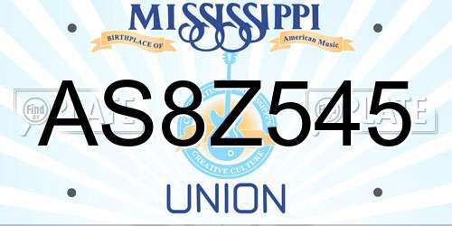 AS8Z545 Mississippi License Plate