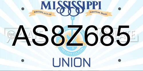 AS8Z685 Mississippi License Plate