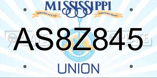 AS8Z845 Mississippi License Plate