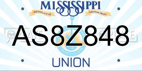 AS8Z848 Mississippi License Plate