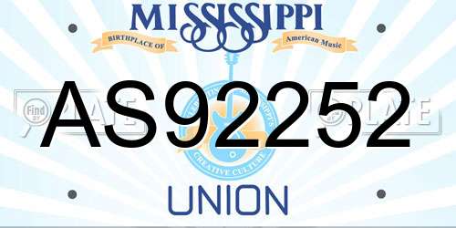 AS92252 Mississippi License Plate