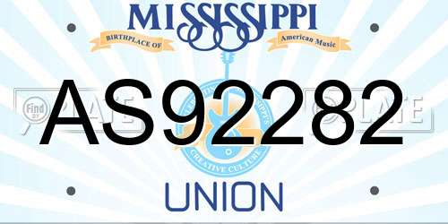 AS92282 Mississippi License Plate