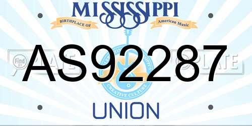 AS92287 Mississippi License Plate