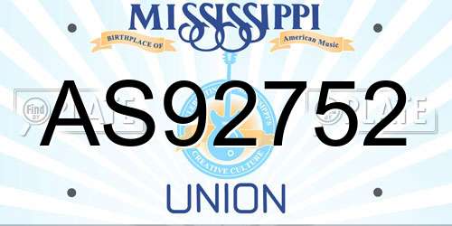 AS92752 Mississippi License Plate