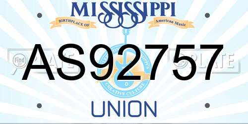 AS92757 Mississippi License Plate