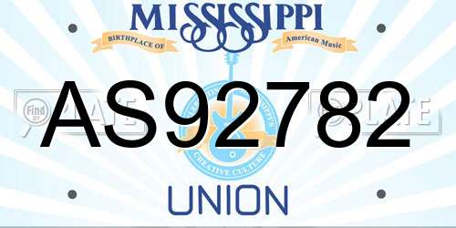 AS92782 Mississippi License Plate