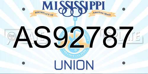 AS92787 Mississippi License Plate