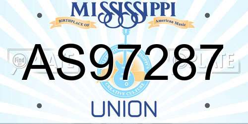 AS97287 Mississippi License Plate