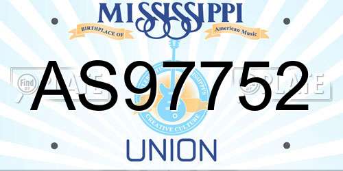 AS97752 Mississippi License Plate