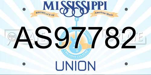 AS97782 Mississippi License Plate