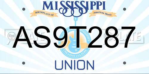 AS9T287 Mississippi License Plate