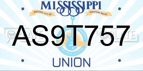 AS9T757 Mississippi License Plate
