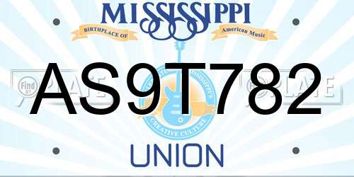 AS9T782 Mississippi License Plate