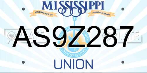 AS9Z287 Mississippi License Plate