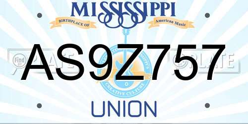 AS9Z757 Mississippi License Plate