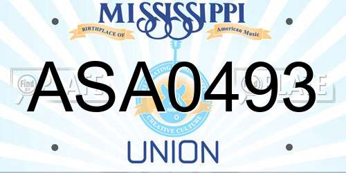 ASA0493 Mississippi License Plate