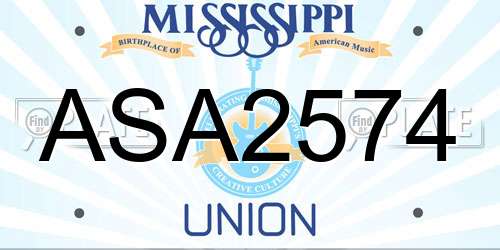 ASA2574 Mississippi License Plate