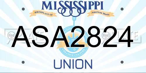 ASA2824 Mississippi License Plate