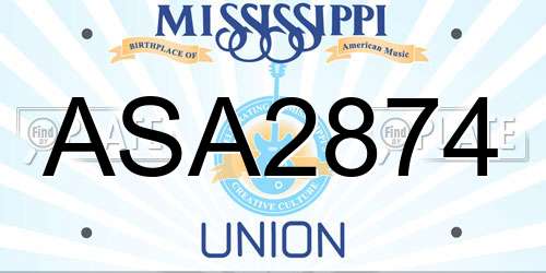 ASA2874 Mississippi License Plate