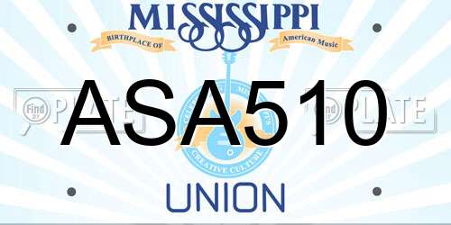 ASA510 Mississippi License Plate