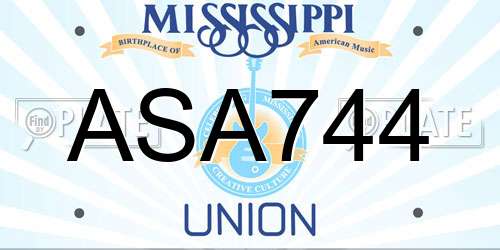 ASA744 Mississippi License Plate