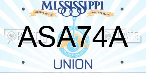 ASA74A Mississippi License Plate