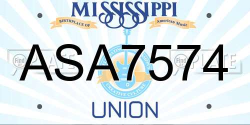 ASA7574 Mississippi License Plate