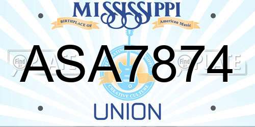 ASA7874 Mississippi License Plate