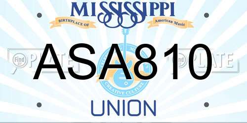 ASA810 Mississippi License Plate