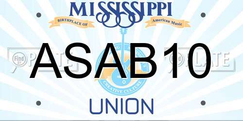 ASAB10 Mississippi License Plate