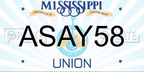 ASAY58 Mississippi License Plate