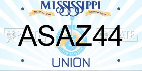 ASAZ44 Mississippi License Plate