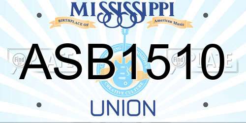 ASB1510 Mississippi License Plate