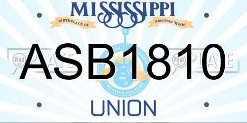 ASB1810 Mississippi License Plate