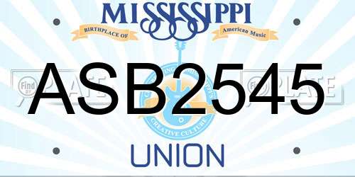 ASB2545 Mississippi License Plate