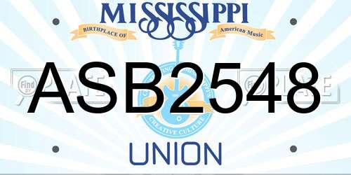ASB2548 Mississippi License Plate