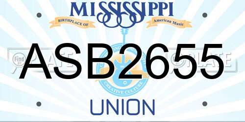 ASB2655 Mississippi License Plate
