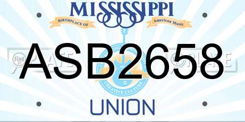 ASB2658 Mississippi License Plate