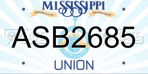 ASB2685 Mississippi License Plate