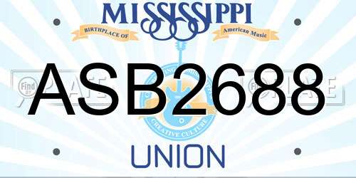 ASB2688 Mississippi License Plate