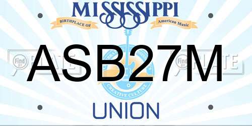 ASB27M Mississippi License Plate
