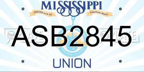 ASB2845 Mississippi License Plate