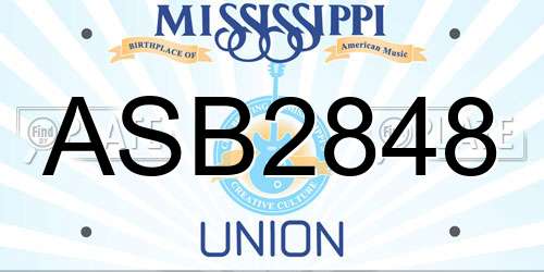 ASB2848 Mississippi License Plate