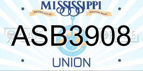 ASB3908 Mississippi License Plate