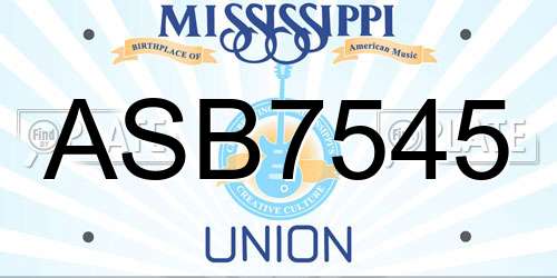 ASB7545 Mississippi License Plate